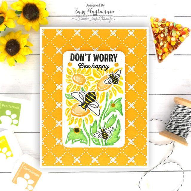 Simon Says Embossing Folder Criss Cross Floral sf347 Bee Happy Card | color-code:ALT03