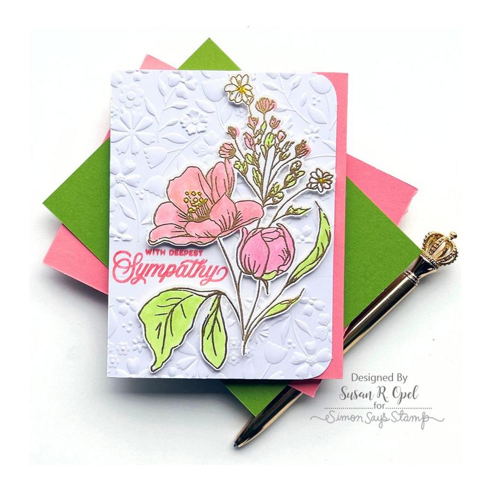 Simon Says Embossing Folder Floating Flowers sf393 Be Bold Sympathy Card