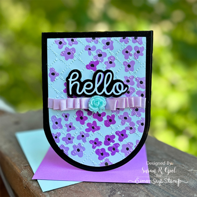 Simon Says Embossing Folder Criss Cross Floral sf347 Hello Card