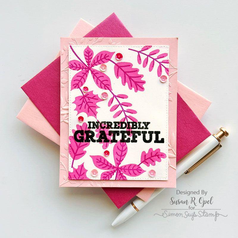 Simon Says Stamp Embossing Folder Wistful Leaves sf333 Grateful Card