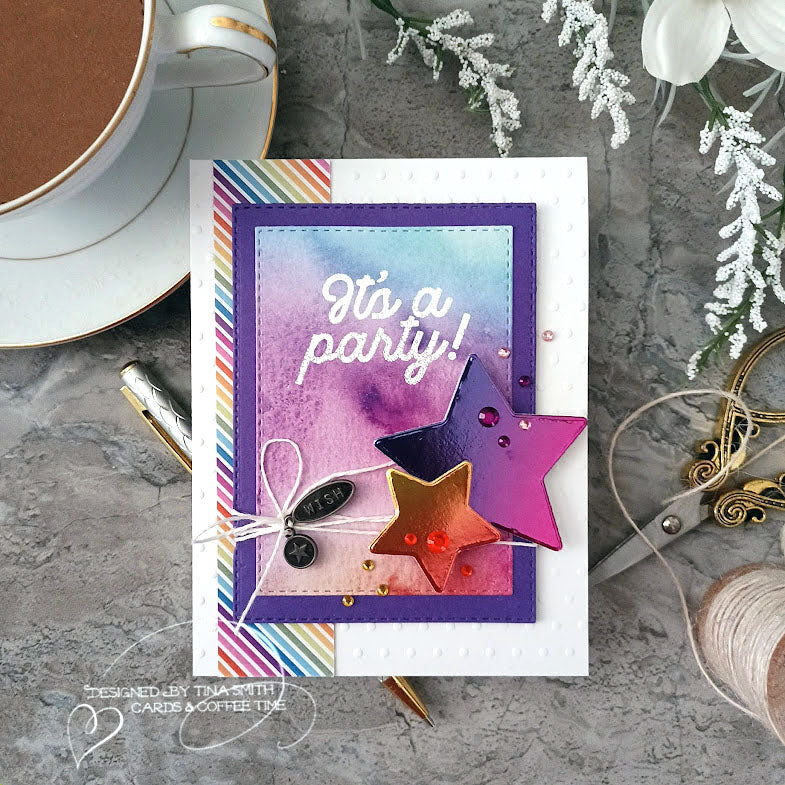 Rainbow Splash Embossing Folder Swiss Dots rsef2 Birthday Card | color-code:ALT08