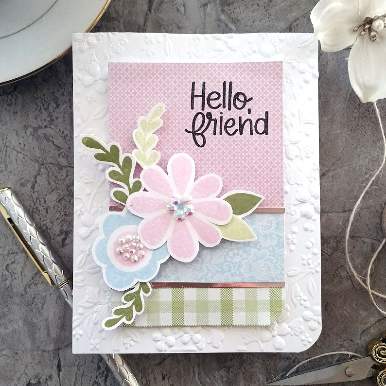 Simon Says Stamp Embossing Folder And Die Jubilee sfd262 Hello Card | color-code:ALT09