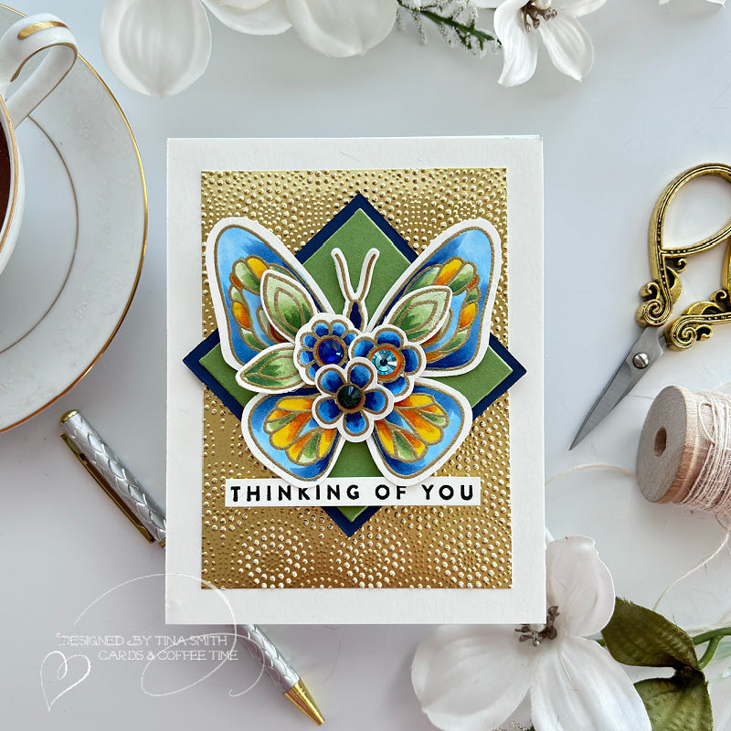Simon Says Stamp Embossing Folder Dibble Tile sf319 Splendor Thinking of You Card | color-code:ALT01
