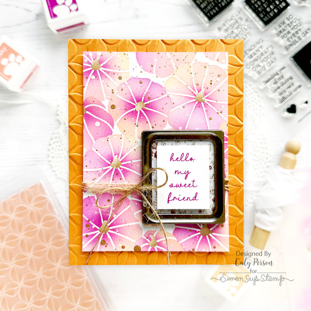 Simon Says Stamp Embossing Folder Modern Loop sf541 Hello Card