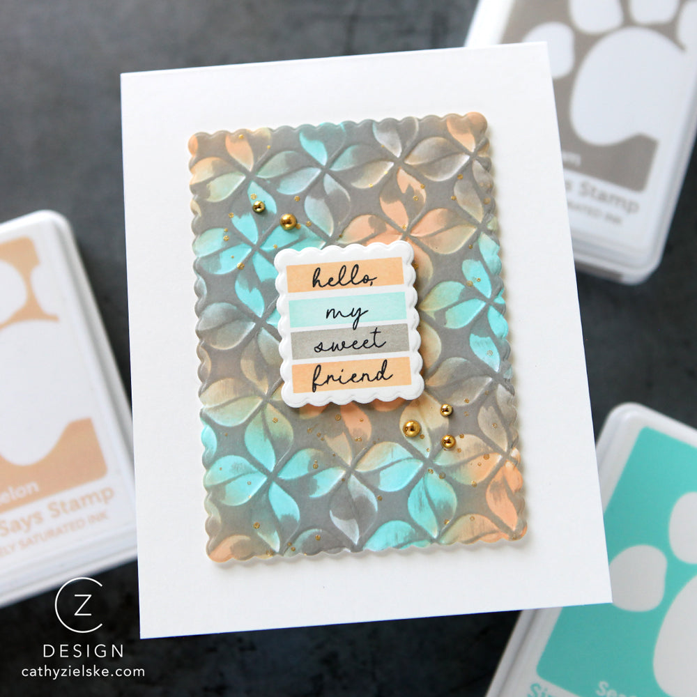 Simon Says Stamp Embossing Folder Modern Loop sf541 Friend Card | color-code:ALT03