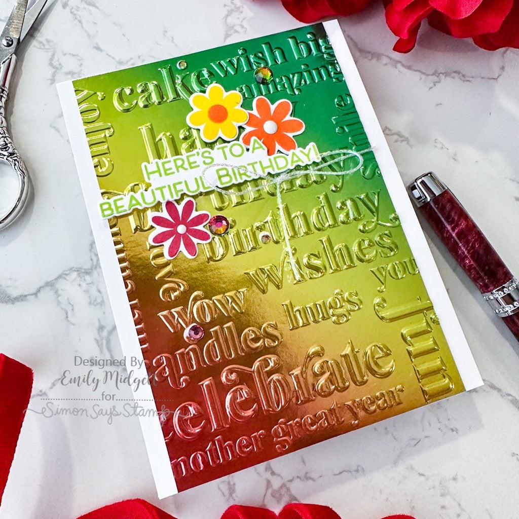 Simon Says Stamp Embossing Folder Birthday Sentiments sf528 Birthday Card | color-code:ALT02