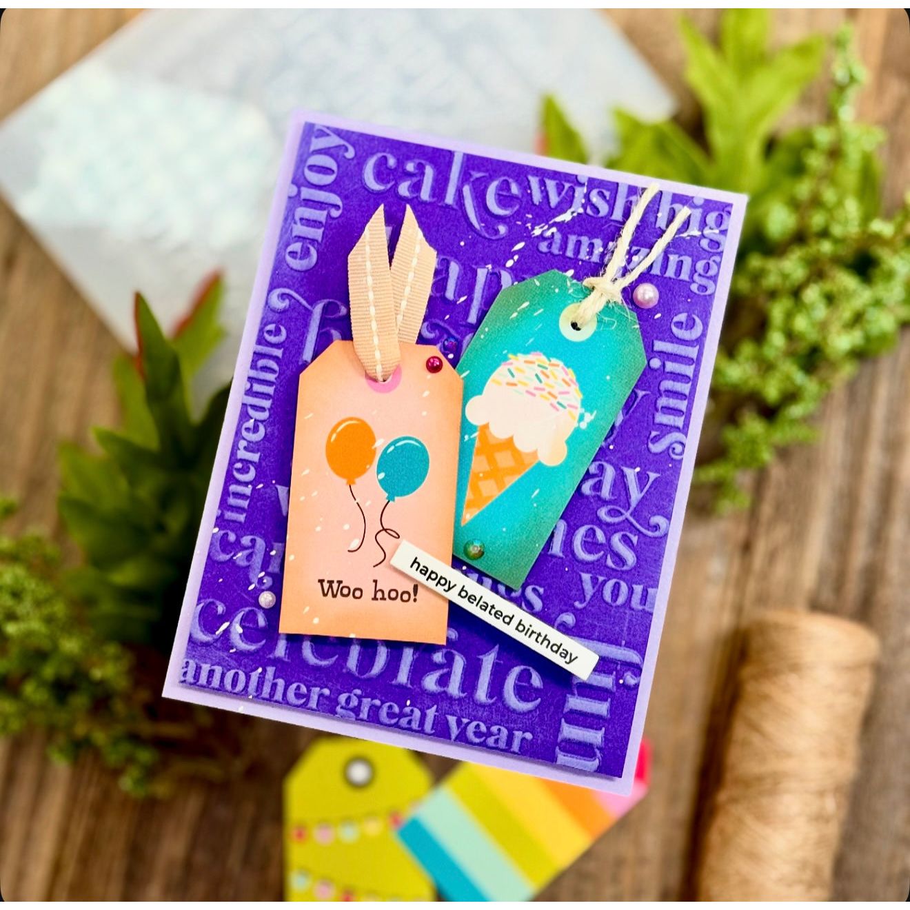 Simon Says Stamp Embossing Folder Birthday Sentiments sf528 Birthday Card