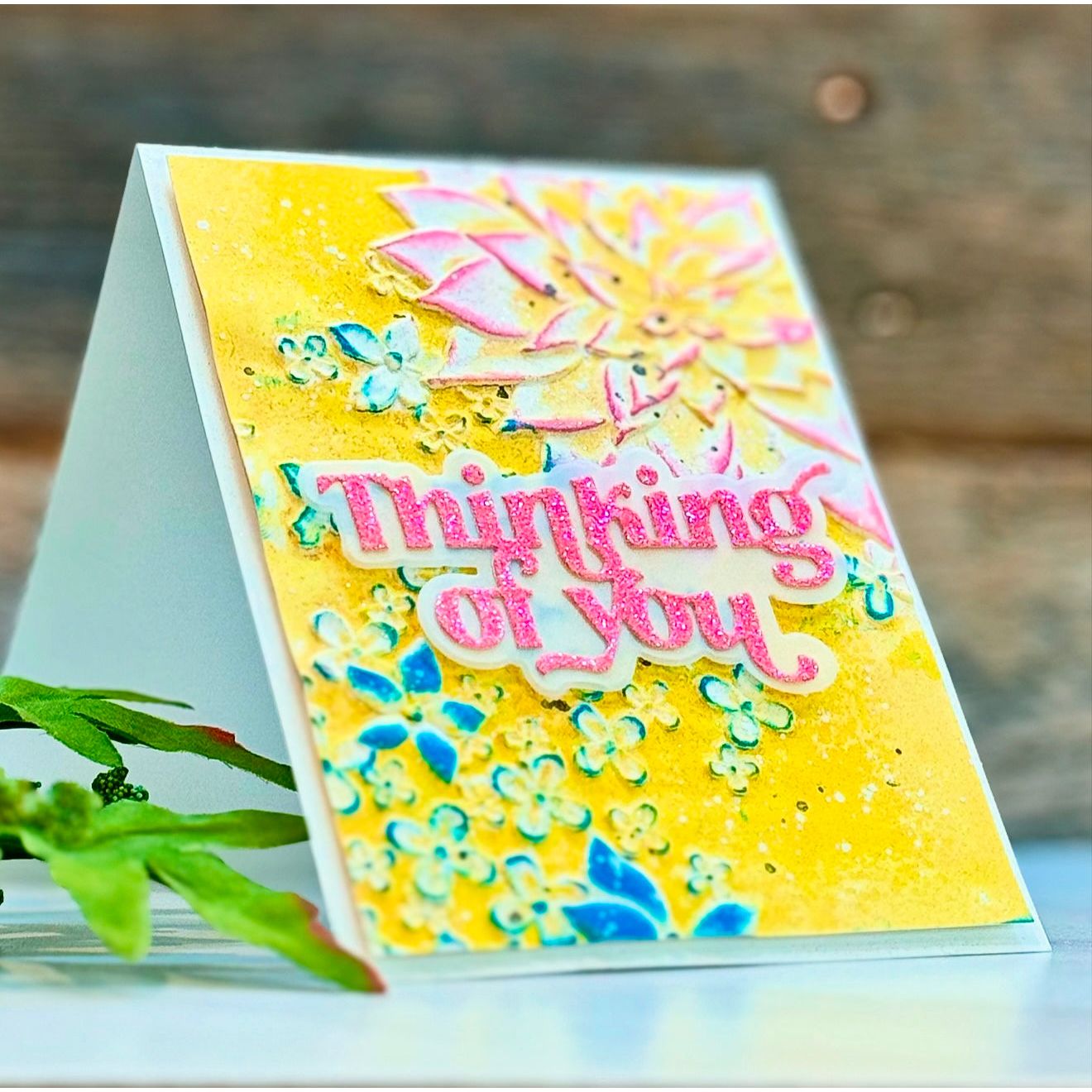 Simon Says Stamp Embossing Folder Drifting Flowers sf479 Thinking of You Card