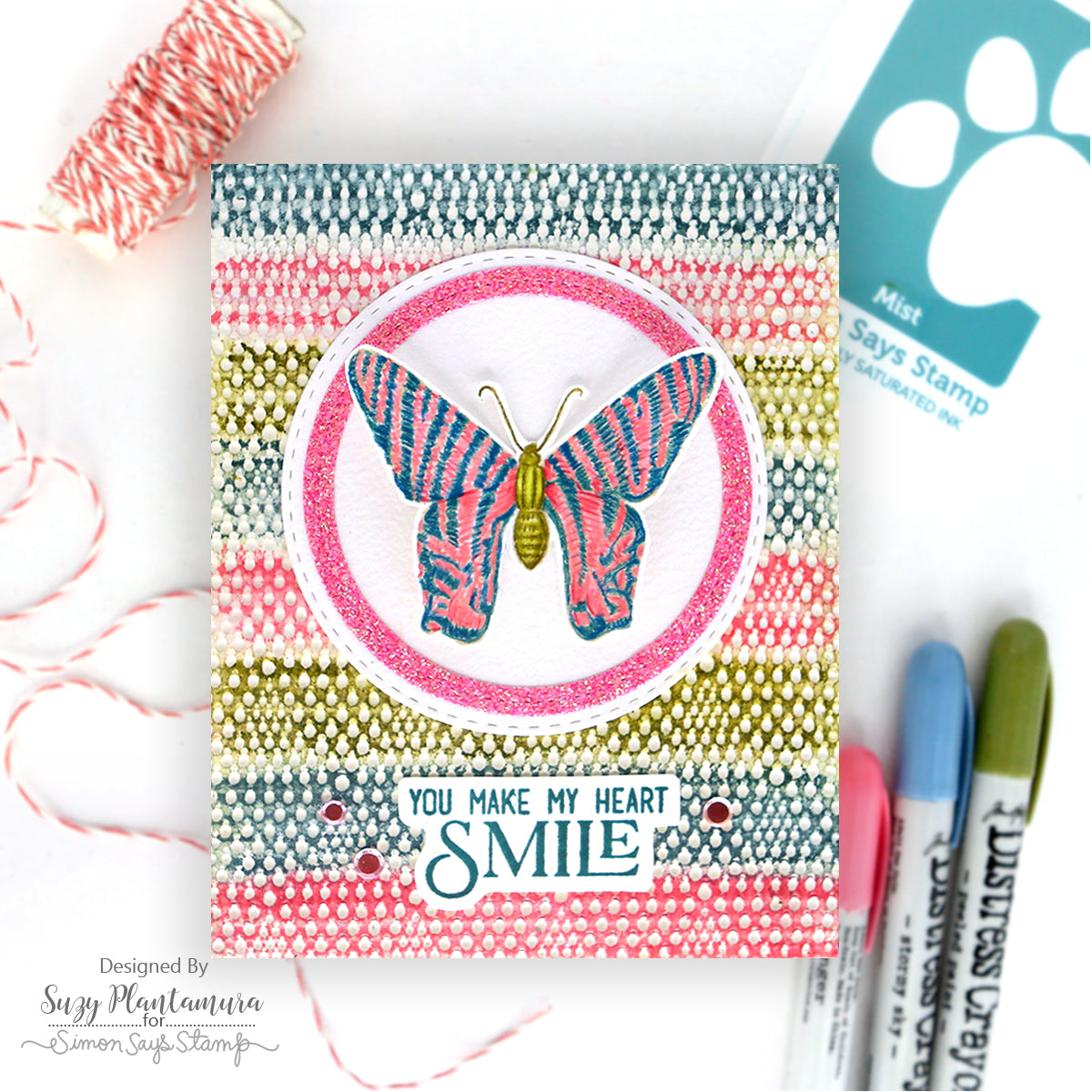 Simon Says Stamp Embossing Folder Dotted Diamond sf503 Friend Card | color-code:ALT04