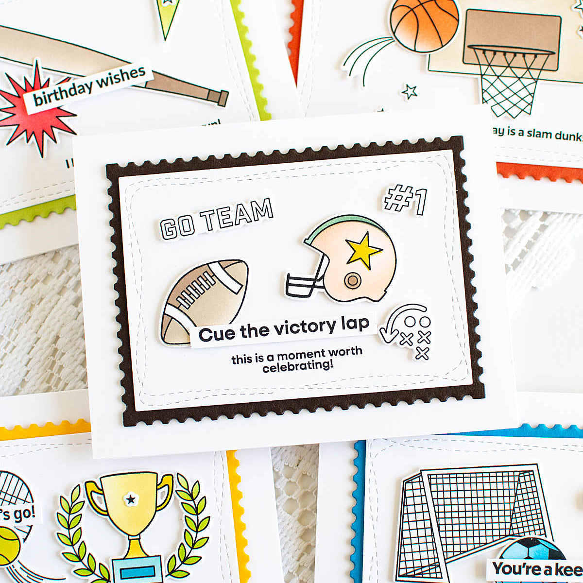 Rainbow Splash Clear Stamps Football rs114c Congrats Card | color-code:ALT01