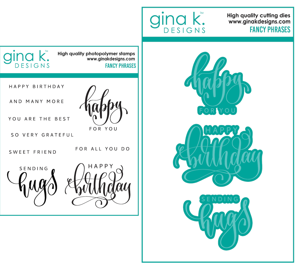 Gina K Designs Fancy Phrases Clear Stamps and Dies Set