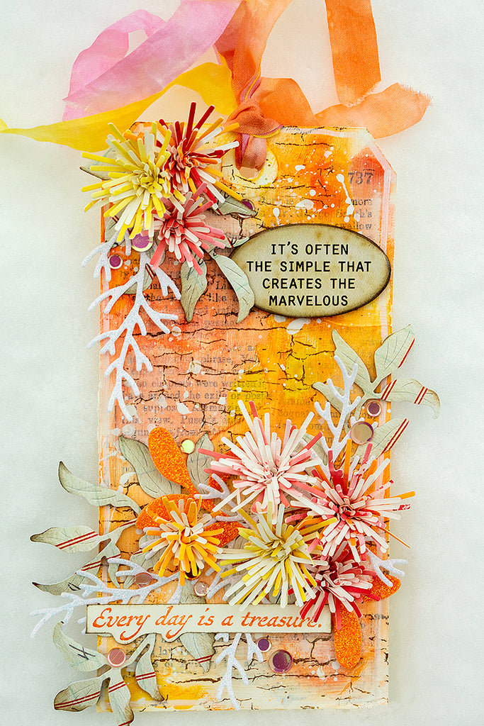 Tim Holtz Distress Ink Pad Crackling Campfire Ranger tim72294 Fringed Flowers Project | color-code:ALT95