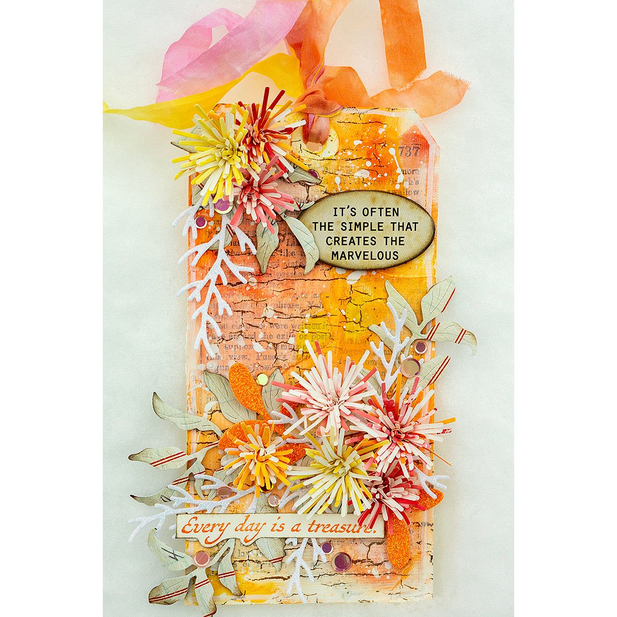 Tim Holtz Distress Ink Pad Abandoned Coral TIM43188 Fringed Flowers Project | color-code:ALT839