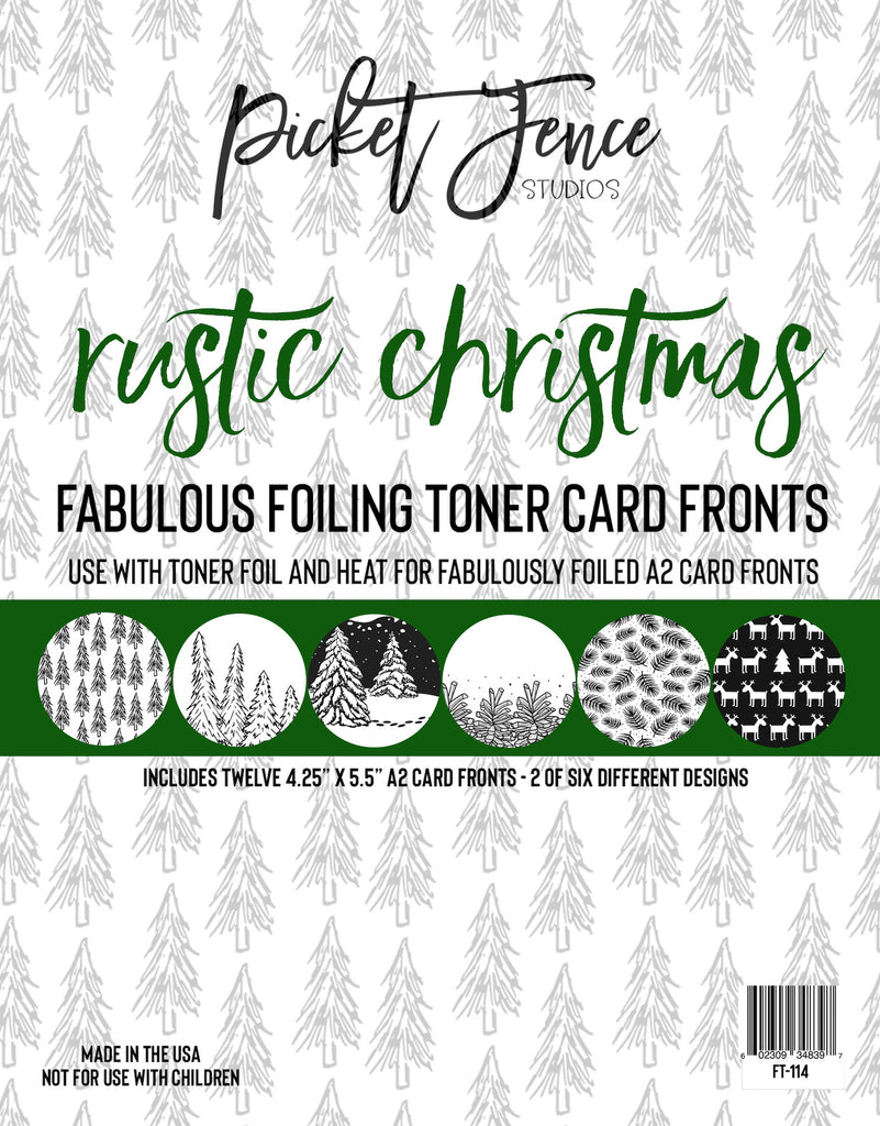 Picket Fence Studios Foiling Toner Card Fronts Rustic Christmas ft-114
