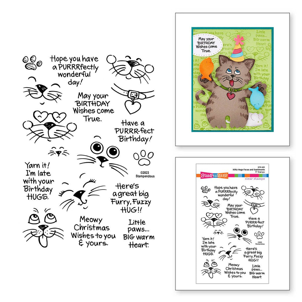 STP-201 Stampendous Kitty Hugs Faces and Sentiments Clear Stamps Faces