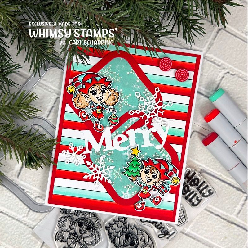Whimsy Stamps Holly Jolly Elves Clear Stamps khb206 merry