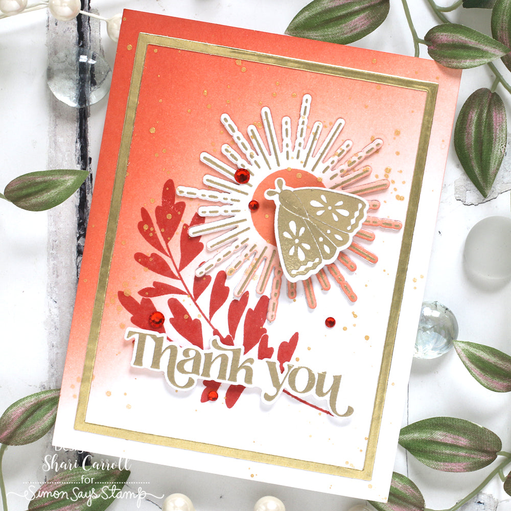 Simon Says Stamp Pawsitively Dazzling Gems Warm Tones se110 Celebrate Thank You Card | color-code:ALT06