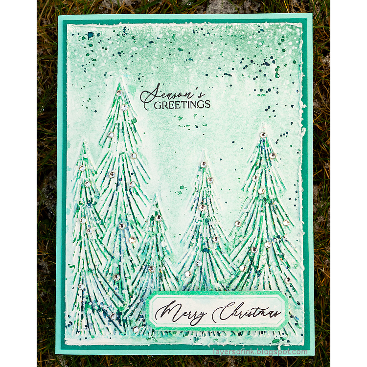 Simon Says Stamp Embossing Folder Feathery Pines sf434 Festive Fun Christmas Card | color-code:ALT02