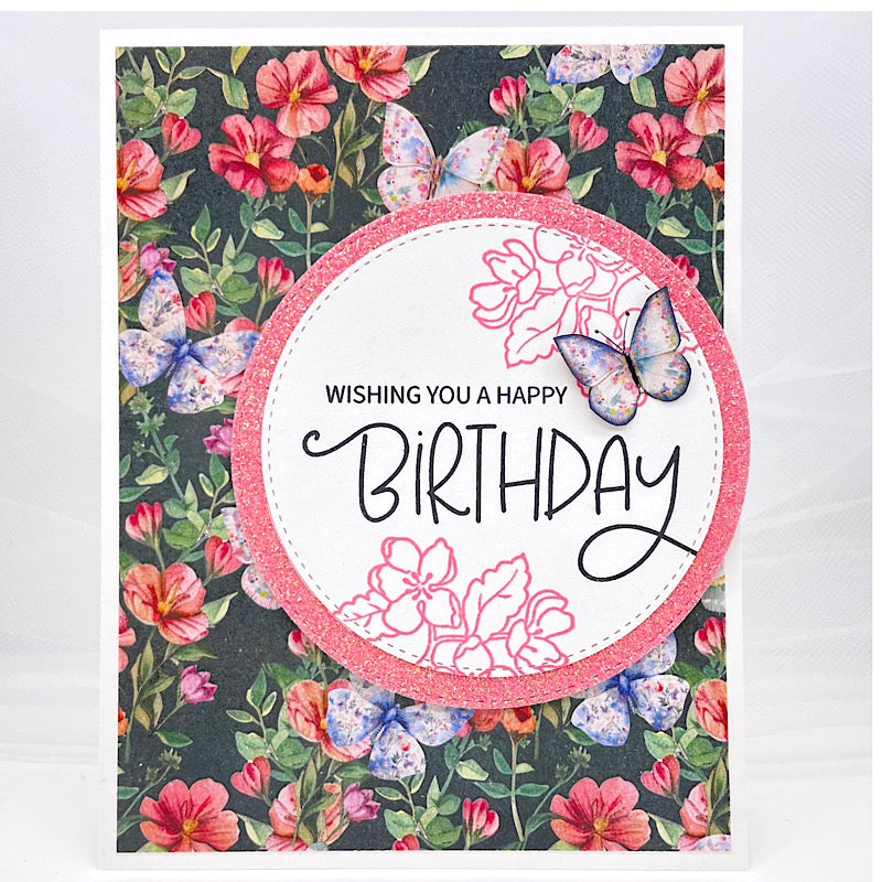 Simon Says Stamp Glitter Cardstock Bubblegum Pink 6x6 sss333 Birthday Card