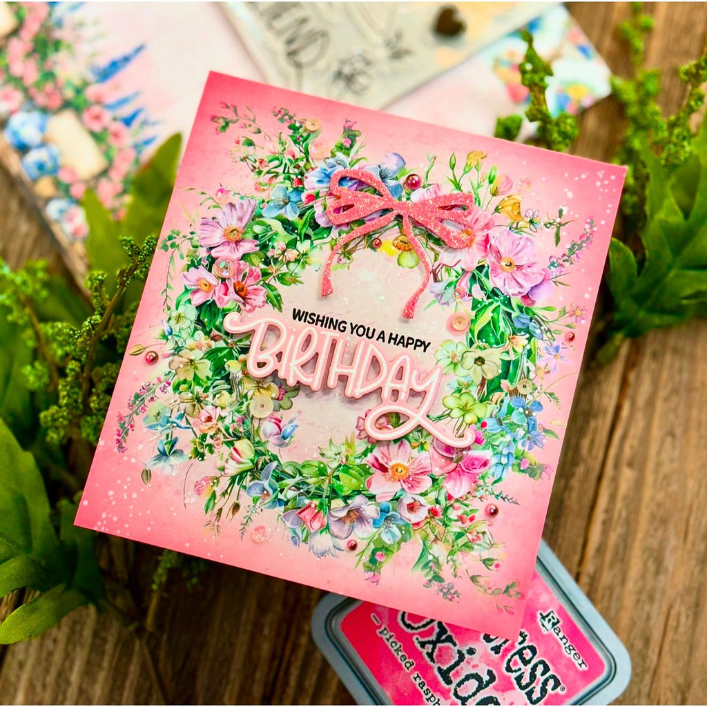 Simon Says Stamp Glitter Cardstock Bubblegum Pink 6x6 sss333 Birthday Card