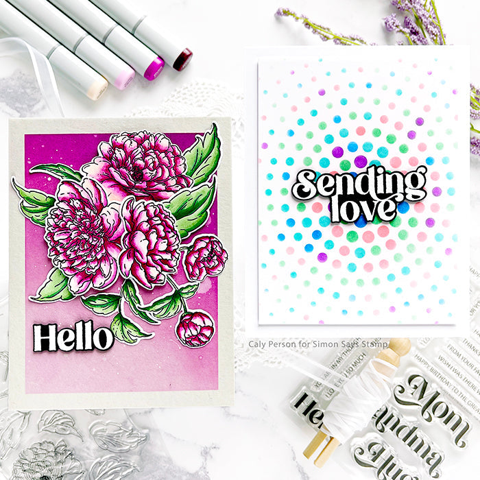 Tim Holtz Distress Oxide Ink Pad SEEDLESS PRESERVES Ranger TDO56195 Peonies and Confetti Card | color-code:ALTK993