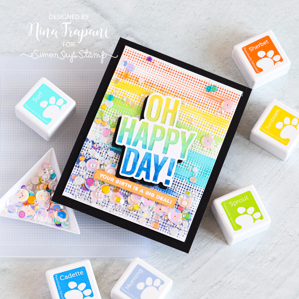 Simon Says Stamp Embossing Folder Gradient Dot sf320 Just A Note Birthday Card | color-code:ALT06