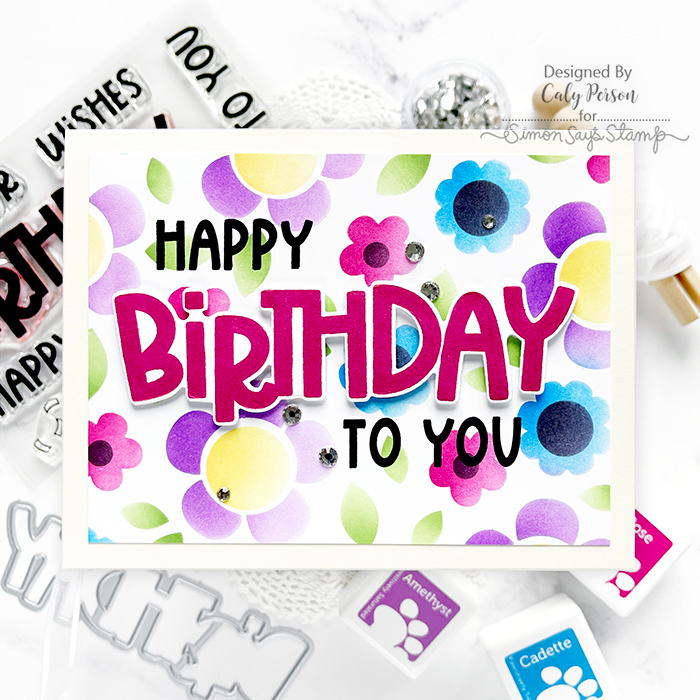 Simon Says Stamp Stencils Groovy Blooms 1027st Be Bold Birthday Card | color-code:ALT08
