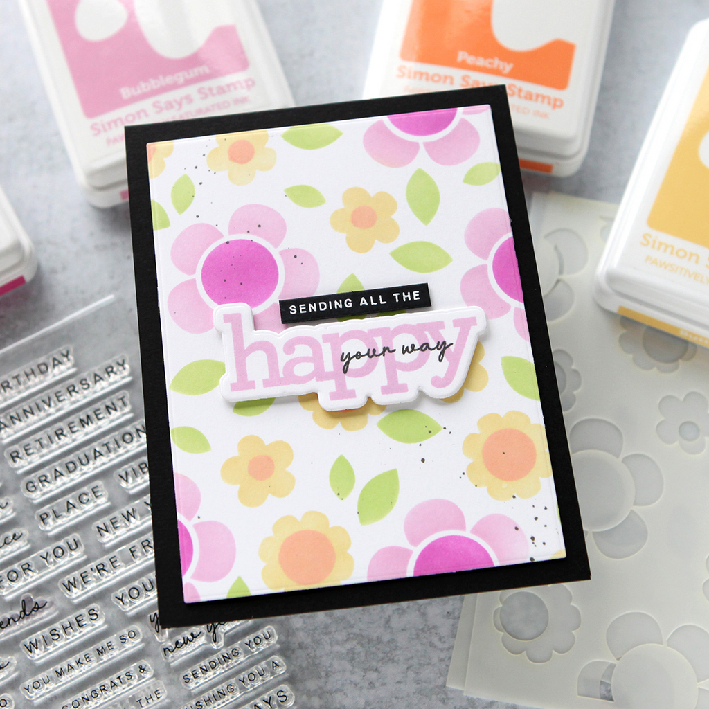 Simon Says Stamp Stencils Groovy Blooms 1027st Be Bold All the Happy Card | color-code:ALT08