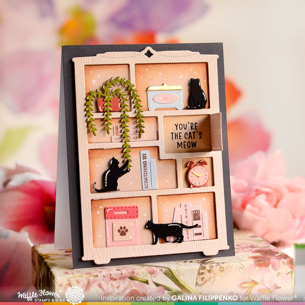 Waffle Flower Shelf Add-ons Dies 421569 cats playing