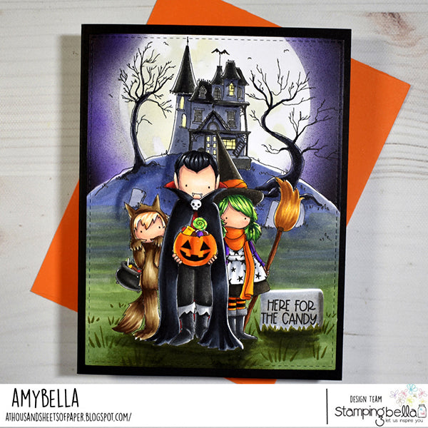 Stamping Bella Haunted House Backdrop Cling Stamp eb1245 trick or treat