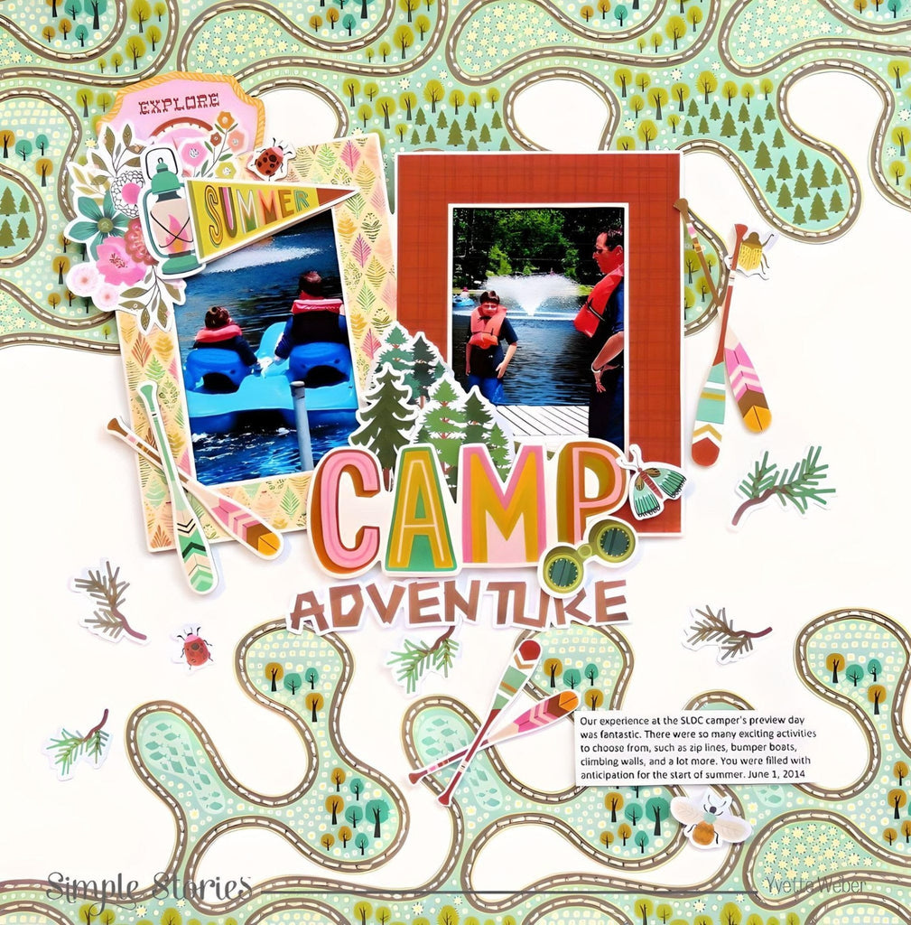 Simple Stories Trail Mix Sticker Book 20321 Camp Adventure Layout