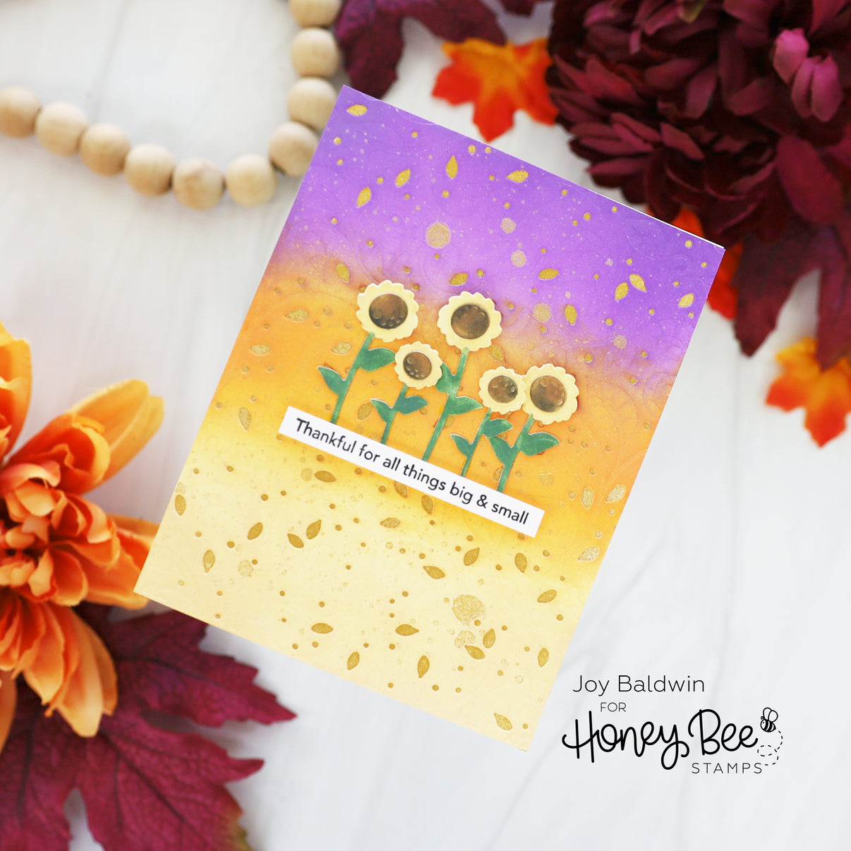 Honey Bee Fabulous Fall Cover Plate Die hbds-fabfcp Colorful Sunflower Card