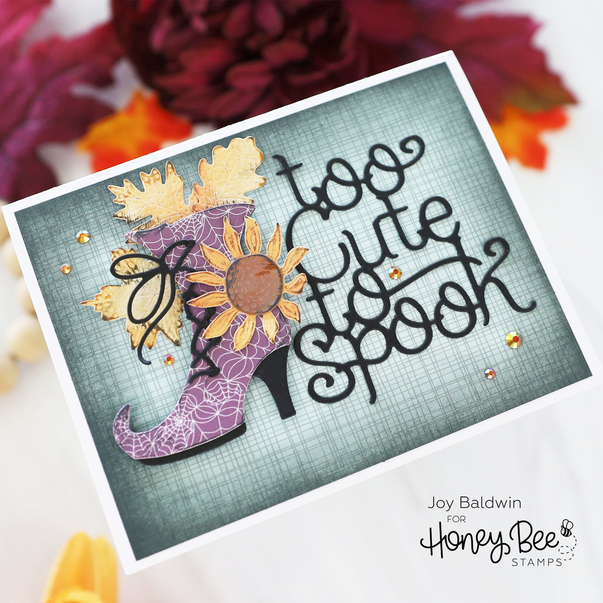 Honey Bee Lovely Layers Mini Fall Florals Dies hbds-llmffl Too Cute To Spook Card