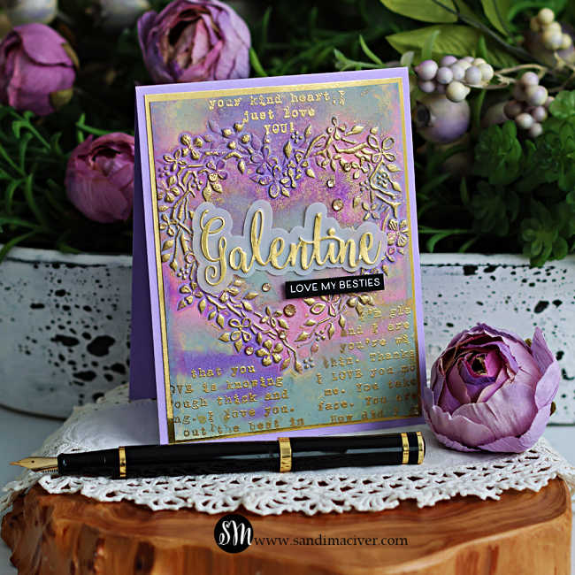 Simon Says Stamp Embossing Folder Heart Wreath sf602 Heart to Heart Galentine Card | color-code:ALT02