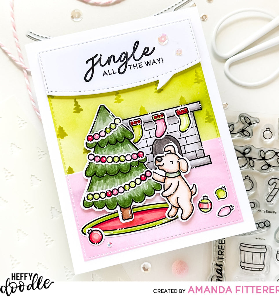 Heffy Doodle Fireside Dreams Clear Stamps hfd0533 Jingle All The Way Card