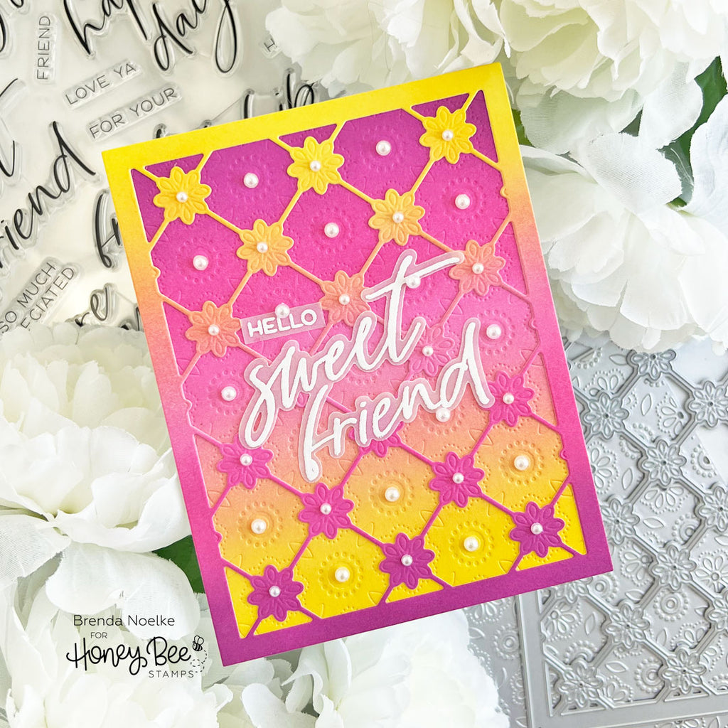 Honey Bee Delicate Daisy A2 Cover Plate Base Die hbds-dela2b Hello Sweet Friend Card | color-code:ALT03