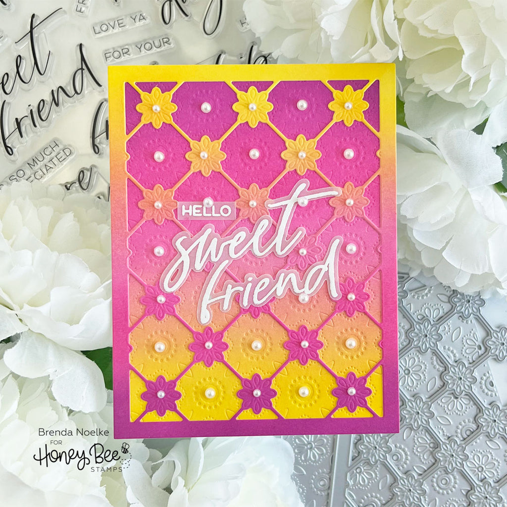 Honey Bee Big Time Kindness Clear Stamp Set hbst-485 Hello Sweet Friend Card | color-code:ALT01