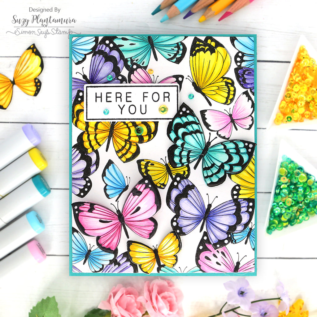 Simon Says Stamp Embossing Folder And Dies Fantasy Butterflies sfd330 Out Of This World Love Card | color-code:ALT03
