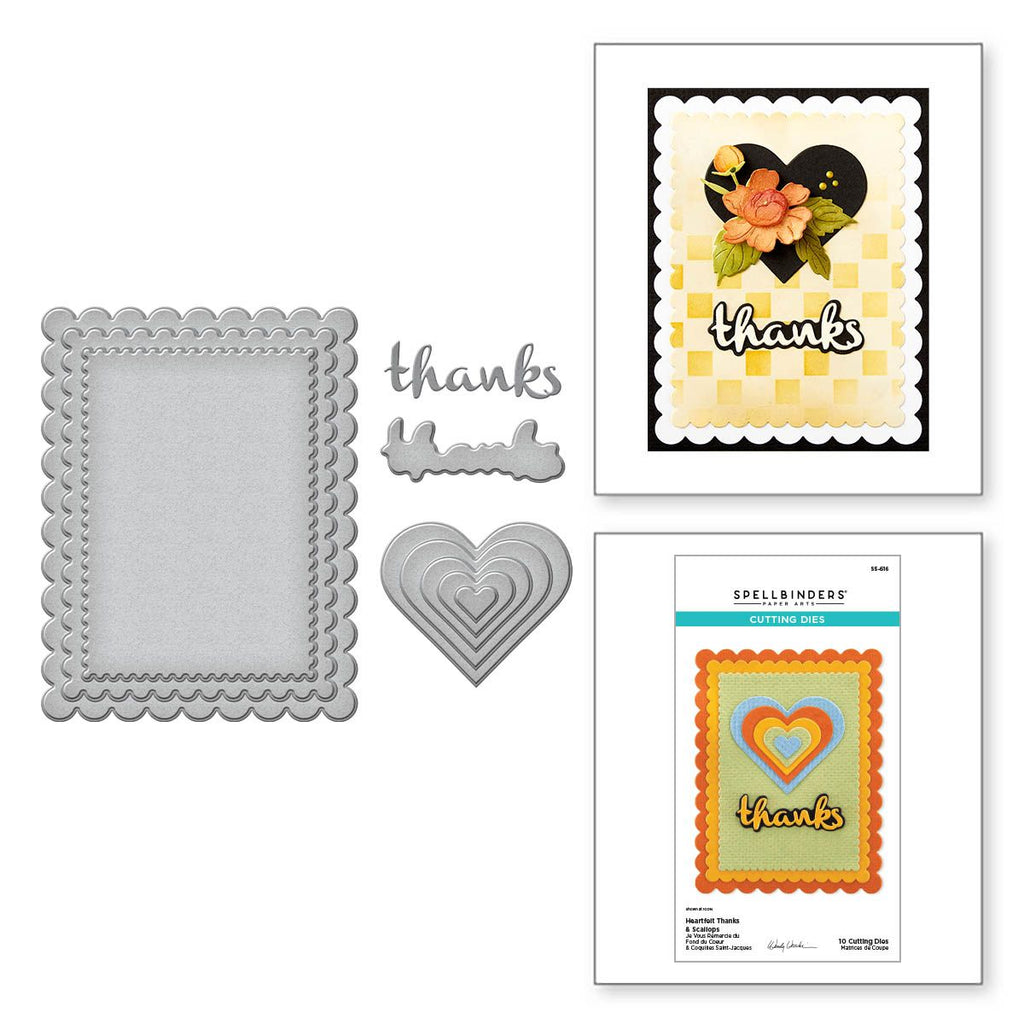 s5-616 Spellbinders Heartfelt Thanks and Scallops Etched Dies product image