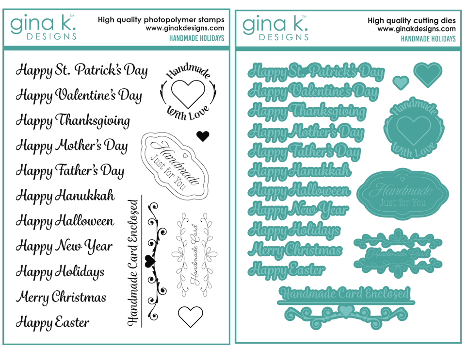 Gina K Designs Handmade Holidays Clear Stamps and Dies Set