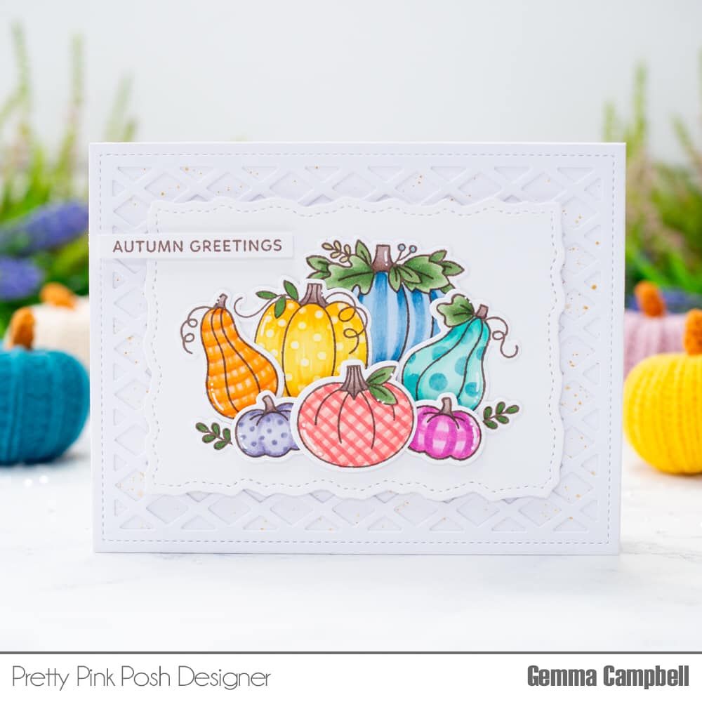 Pretty Pink Posh Stitched Torn Rectangles Dies colorful gourds