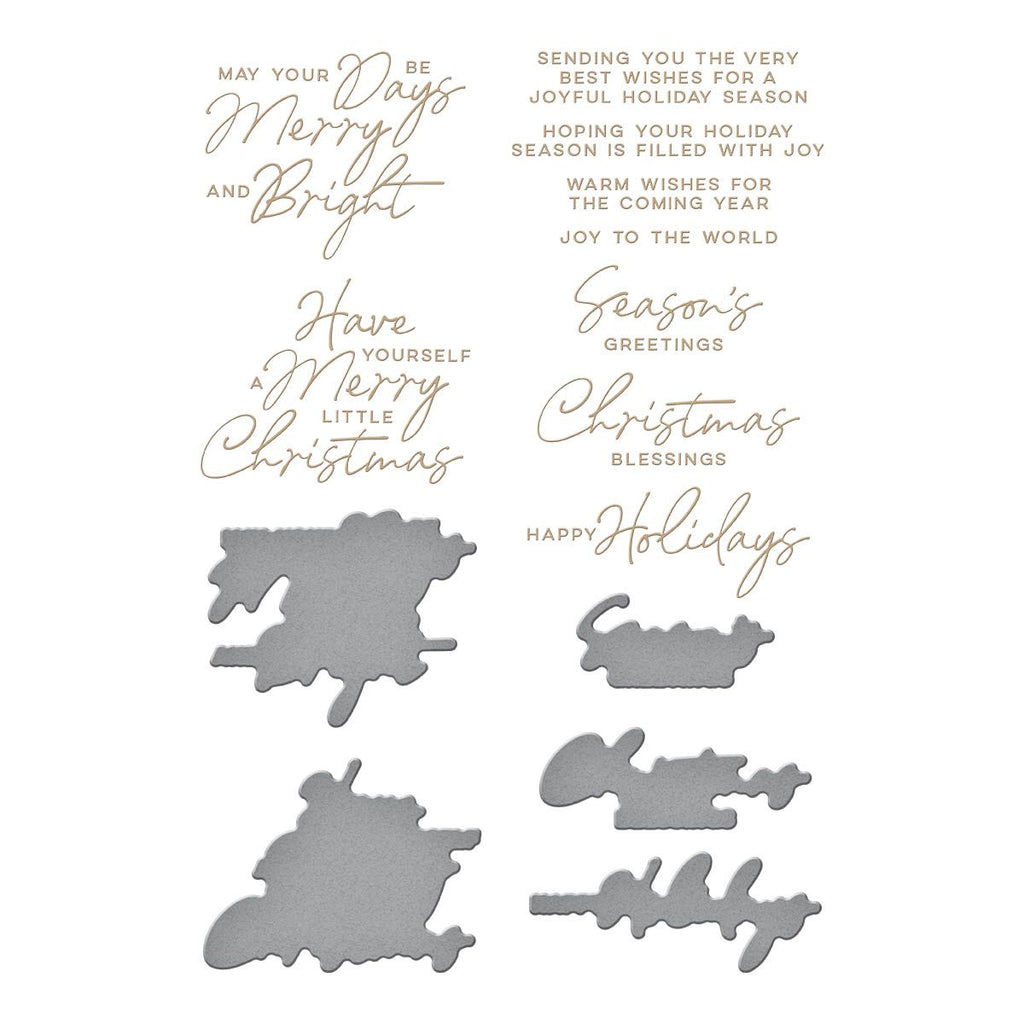 GLP-382 Spellbinders A Merry Little Christmas Sentiments Glimmer Hot Foil Plate and Die Set