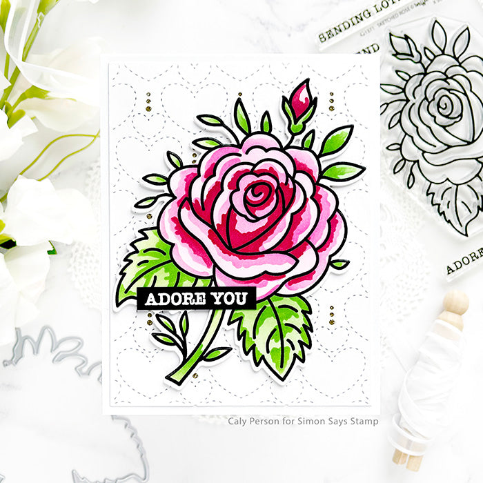 Waffle Flower Sketched Rose Clear Stamps 421371 adore you | color-code:ALT01