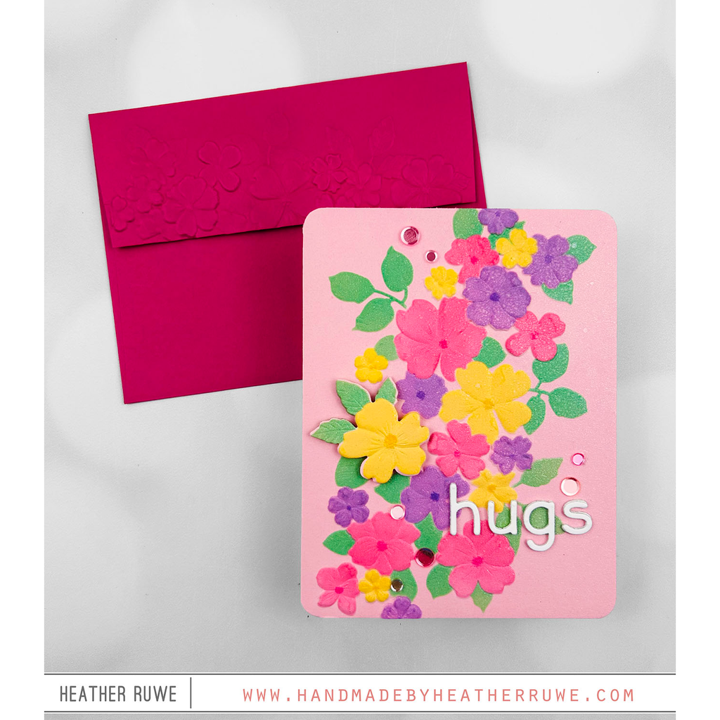 Simon Says Stamp Embossing Folder Cutting Dies and Stencils Tumbling Flowers set907tf To Love Hugs Card | color-code:ALT06
