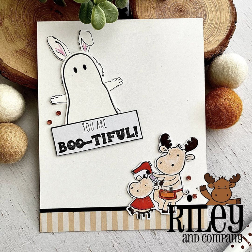Riley And Company Funny Bones You are Boo-tiful Cling Rubber Stamp rwd-1175 ghost bunny