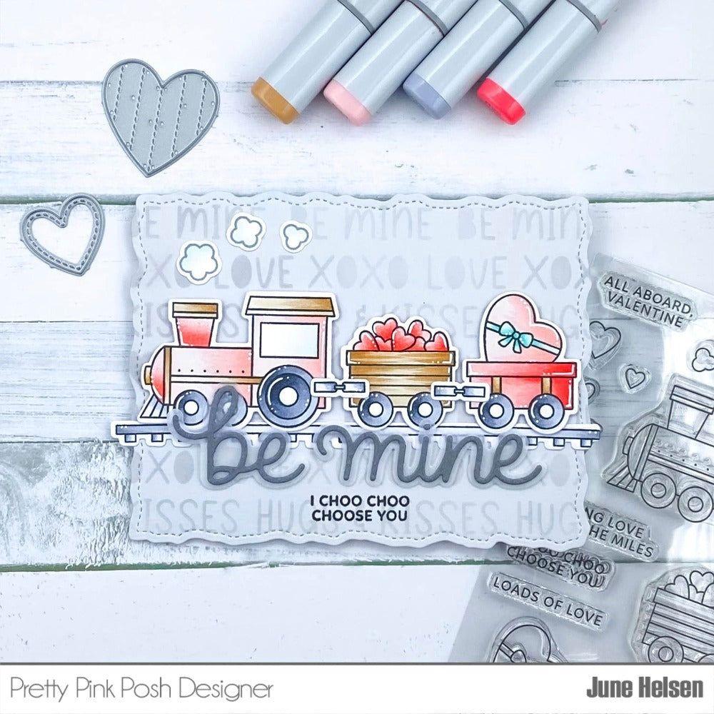 Pretty Pink Posh Valentines Train Clear Stamps be mine
