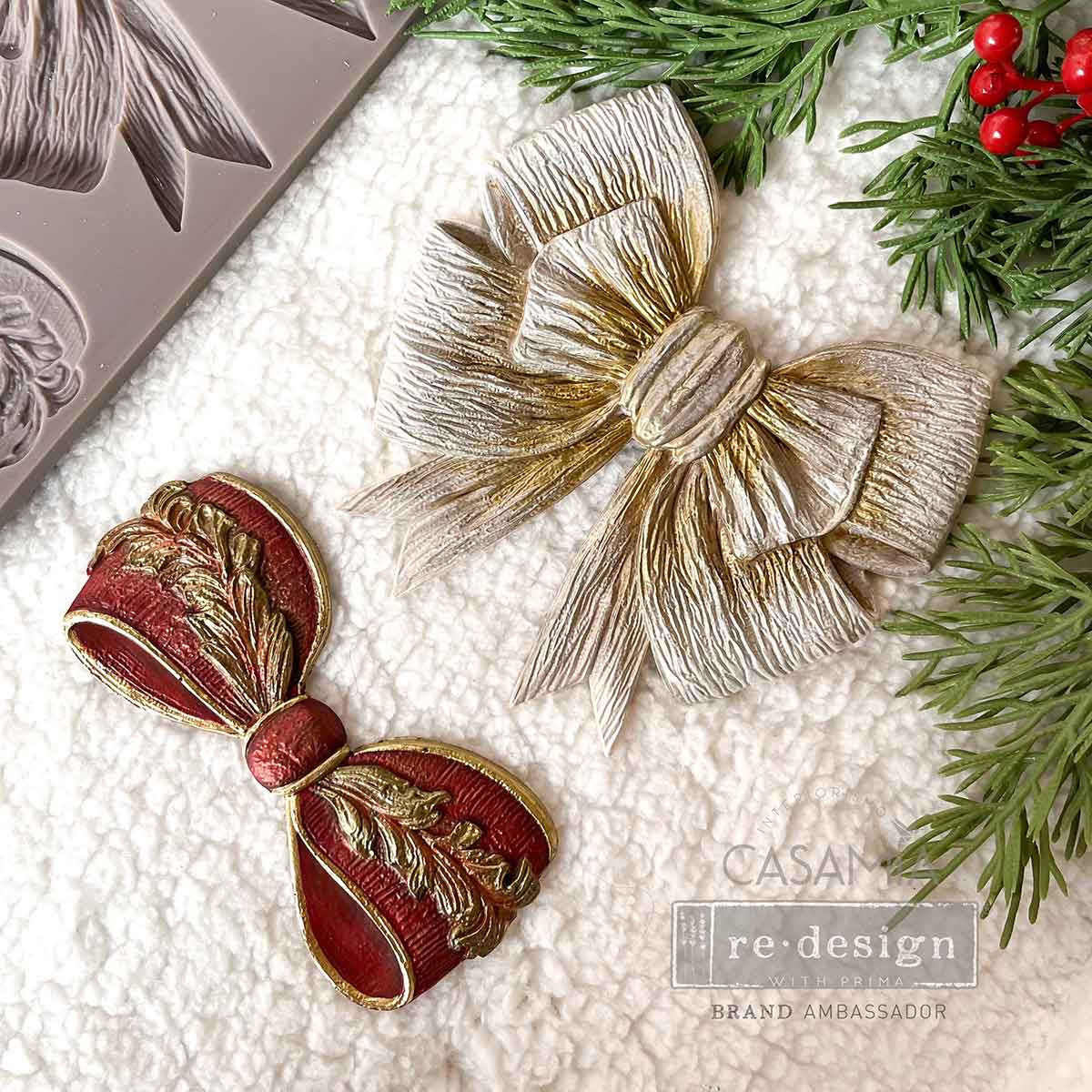 Prima Marketing Vintage Opulence Bow ReDesign Decor Mould 672508 Detailed View