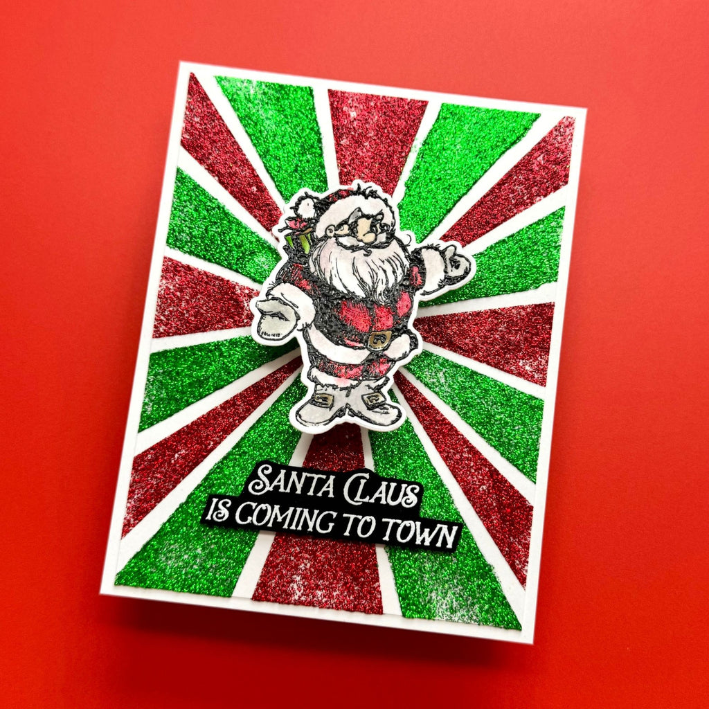 Spellbinders Simon Hurley Sketched Santas Coordinating Etched Dies s6-241 Coming To Town Card SHC