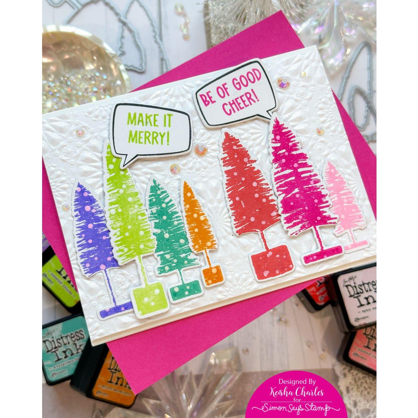 Simon Says Stamp Bottle Brush Trees Wafer Dies sss455 Christmas Card