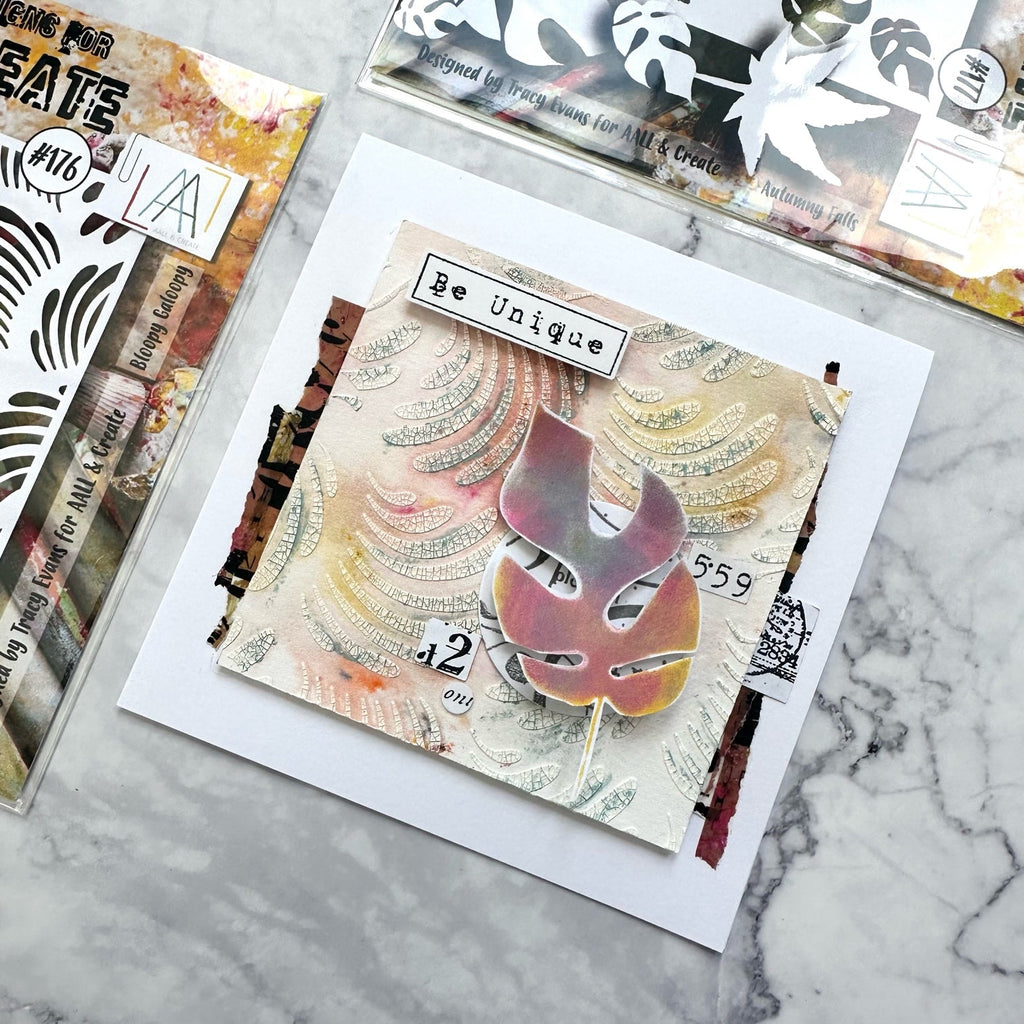 AALL & Create Autumny Falls 6x6 Stencil aal177 leaves